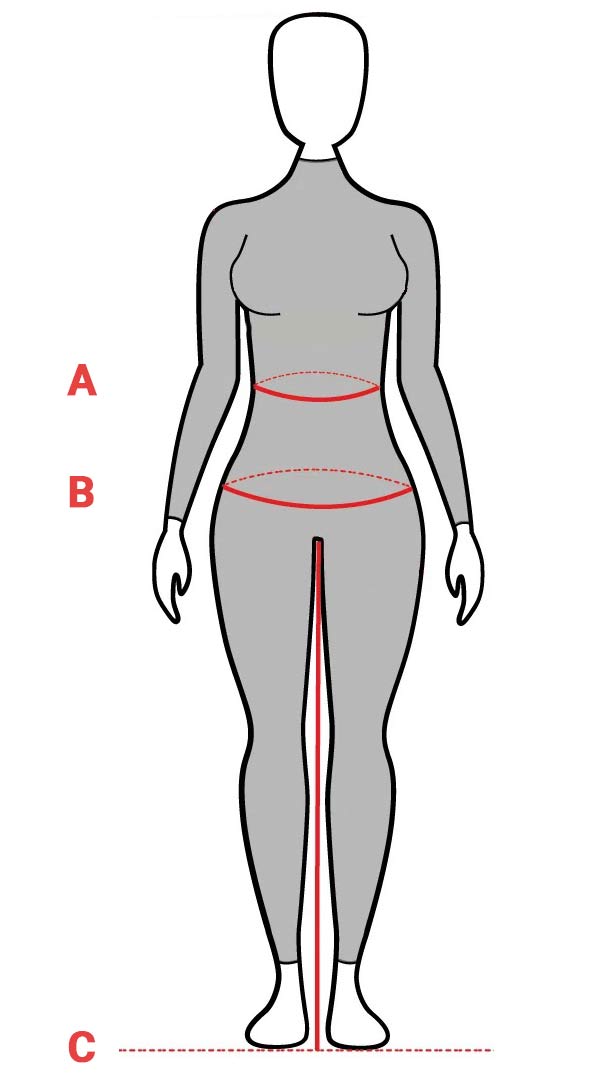 Size guide for women's textile motorcycle pants